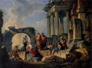 Panini, Giovanni Paolo Ruins with Scene of the Apostle Paul Preaching oil painting artist